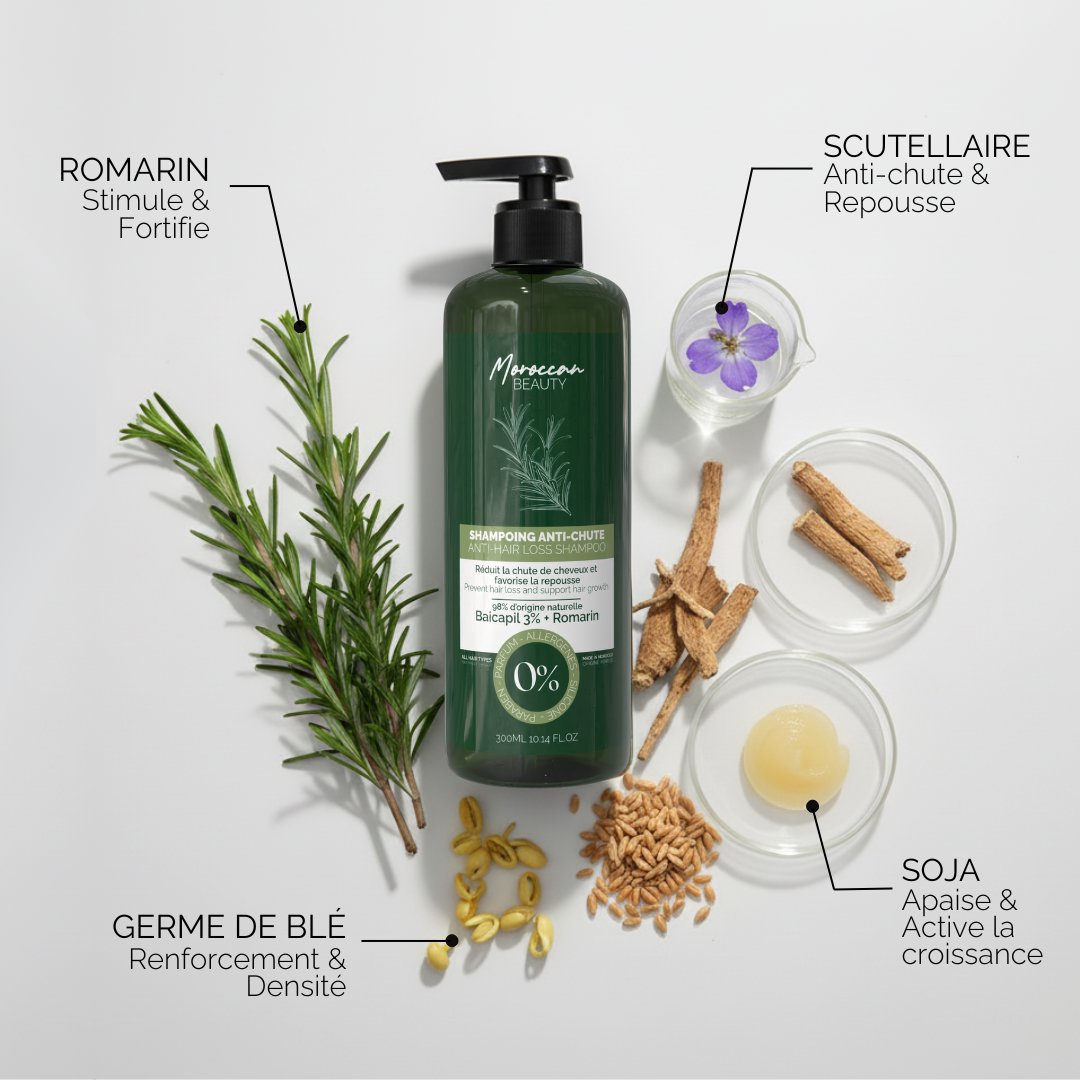 Natural Anti-Hair Loss & Hair Regrowth Shampoo – 3% Baicapil + Rosemary | 300 ml
